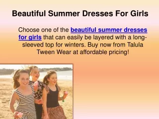 Beautiful Summer Dresses For Girls