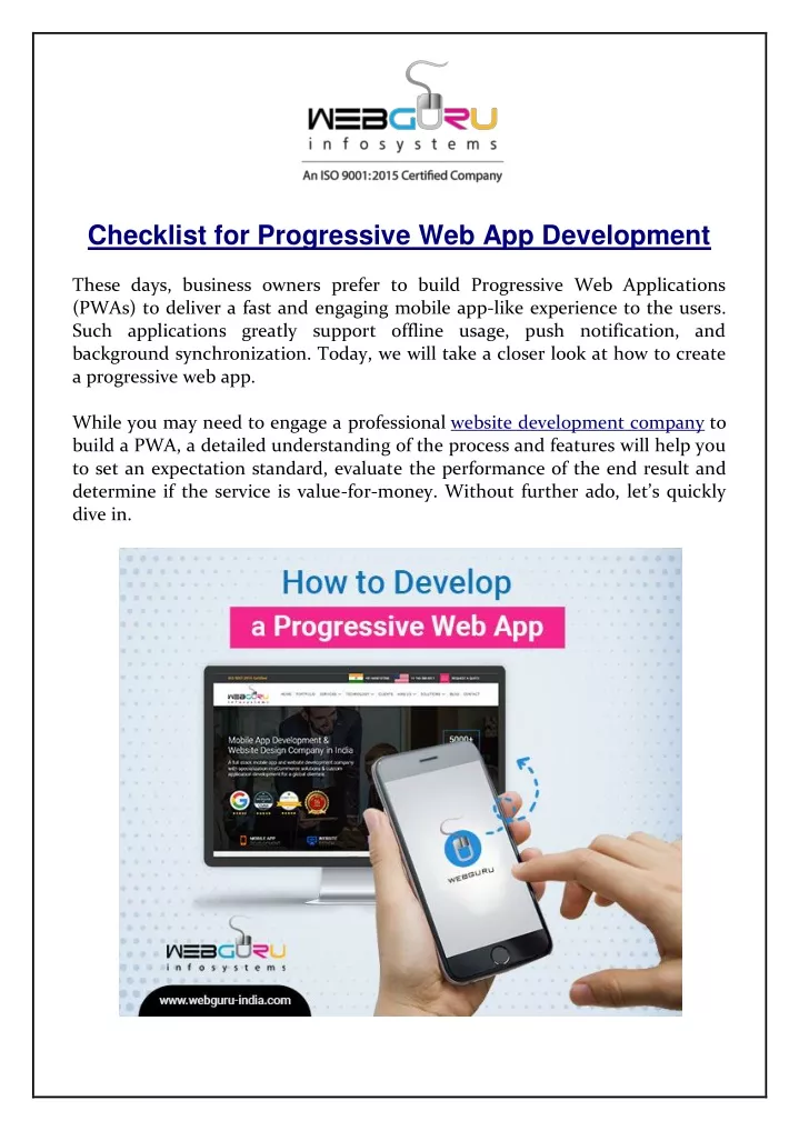 checklist for progressive web app development