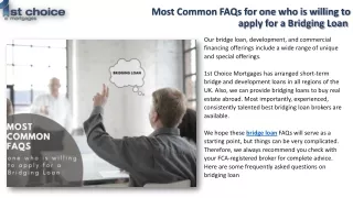 Most Common FAQs for one who is willing to apply for a Bridging Loan 