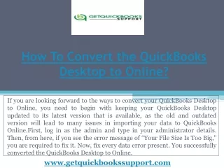 How To Convert the QuickBooks Desktop to Online?