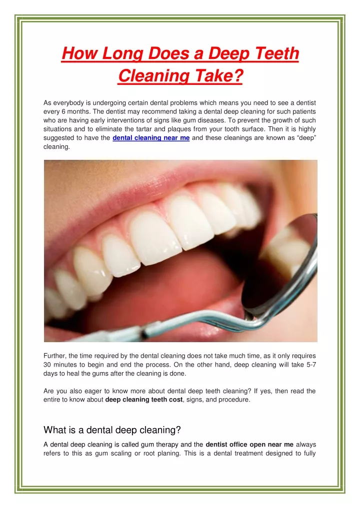 how long does a deep teeth cleaning take