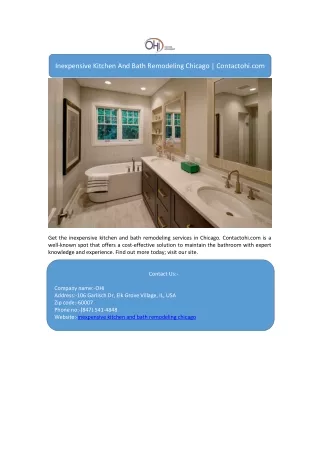 Inexpensive Kitchen And Bath Remodeling Chicago | Contactohi.com