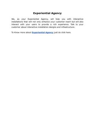 experiential agency