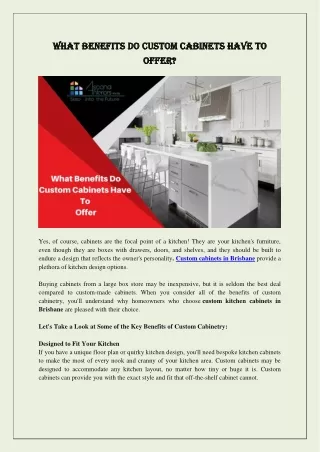 What Benefits Do Custom Cabinets Have To Offer