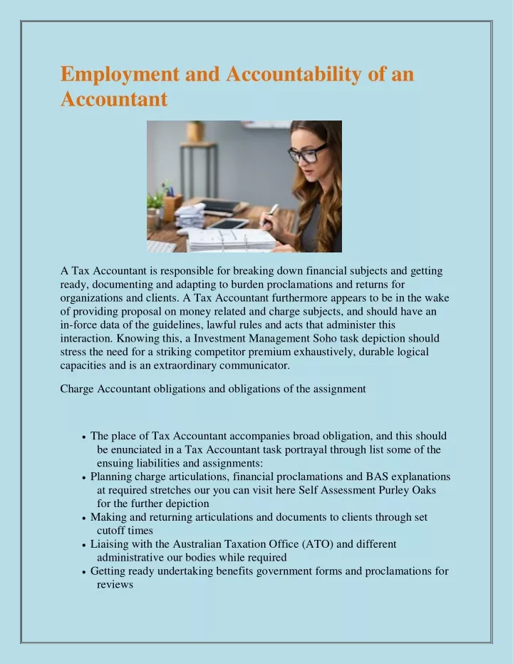 employment and accountability of an accountant