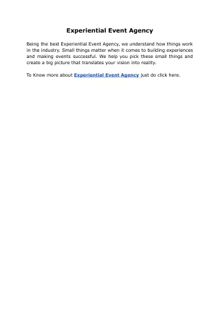 experiential event agency