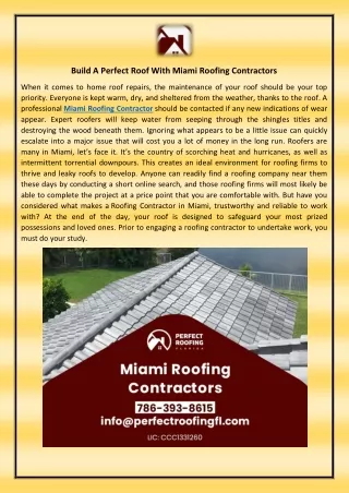 Miami Roofing Contractors