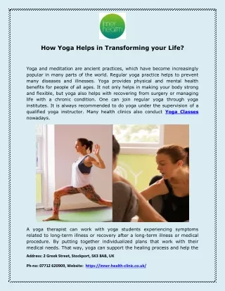 How Yoga Helps in Transforming your Life?