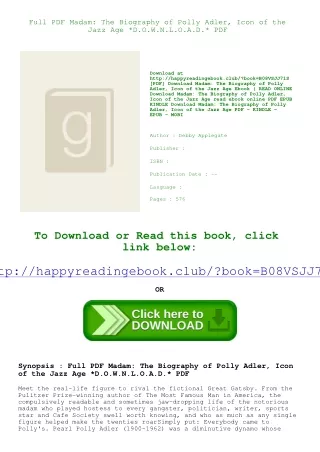Full PDF Madam The Biography of Polly Adler  Icon of the Jazz Age *D.O.W.N.L.O.A