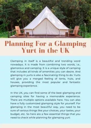 Planning For a Glamping Yurt in the UK