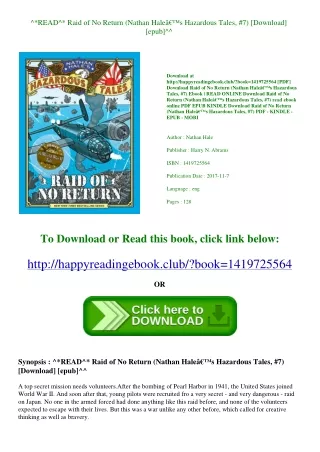 ^*READ^* Raid of No Return (Nathan Haleâ€™s Hazardous Tales  #7) [Download] [epu