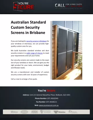 australian standard custom security screens