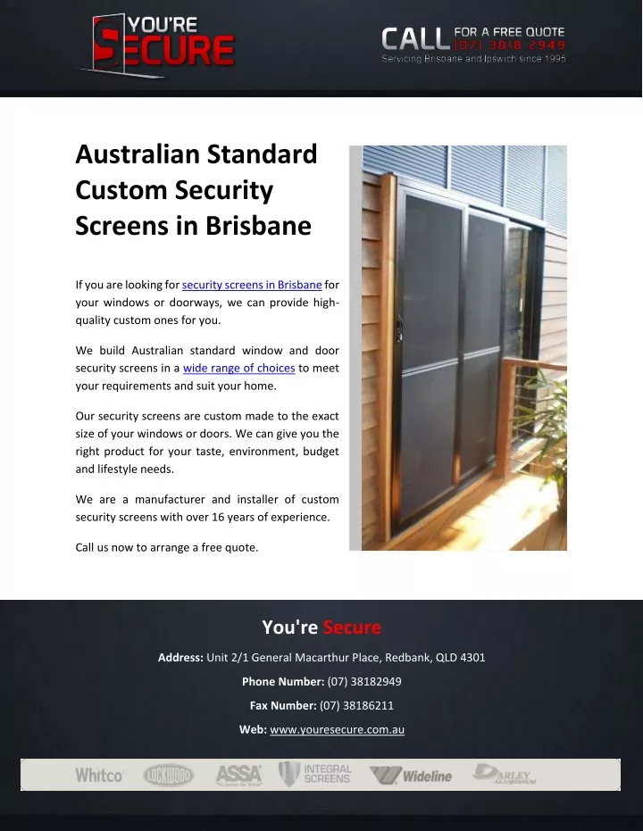 australian standard custom security screens