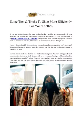 Some Tips & Tricks To Shop More Efficiently For Your Clothes