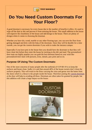 Do You Need Custom Doormats For Your Floor?