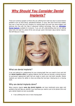 why should you consider dental implants