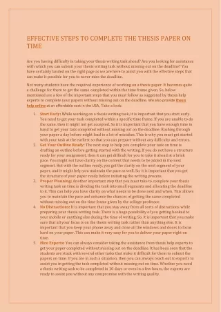 effective steps to complete the thesis paper
