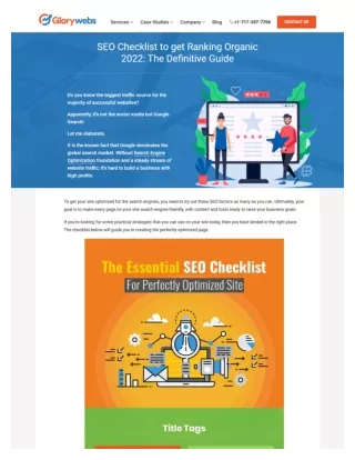 SEO Checklist to get Ranking Organic 2022 The Definitive Guide