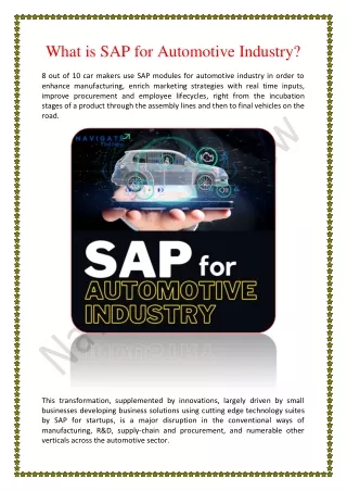 What is SAP for Automotive Industry_Navigate The New