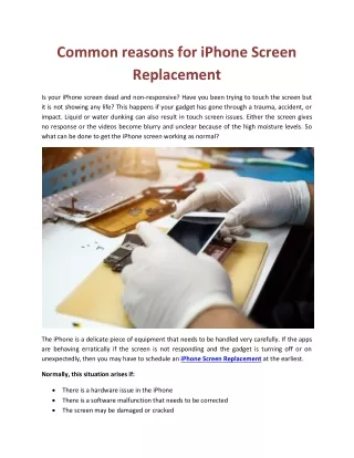 Common reasons for iPhone Screen Replacement
