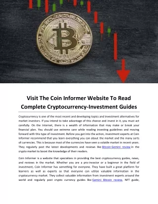Visit The Coin Informer Website To Read Complete Cryptocurrency-Investment Guide