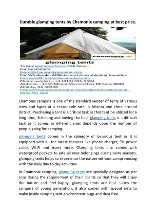durable glamping tents by chamonix camping