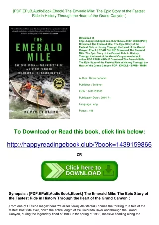 [PDF EPuB AudioBook Ebook] The Emerald Mile The Epic Story of the Fastest Ride i