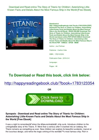 Download and Read online The Story of Titanic for Children Astonishing Little-Kn