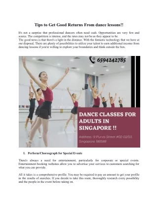 Tips to Get Good Returns From dance lessons.
