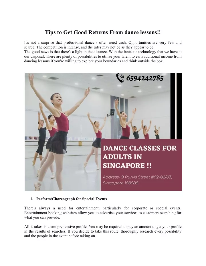 tips to get good returns from dance lessons