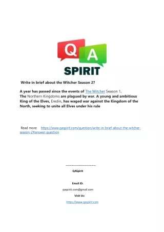 write in brief about the witcher season 2