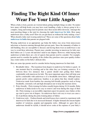 finding the right kind of inner wear for your