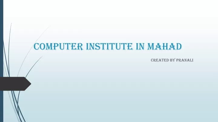computer institute in mahad