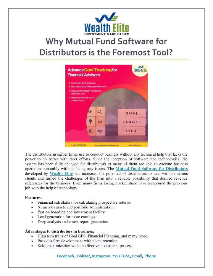 why mutual fund software for distributors