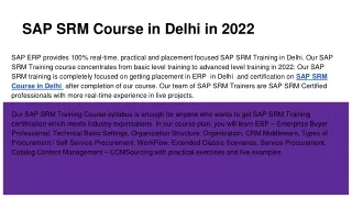 sap srm course in delhi in 2022