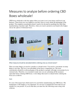 Measures to analyze before ordering CBD Boxes wholesale
