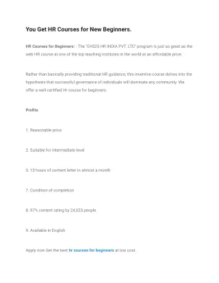 you get hr courses for new beginners