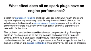 what effect does oil on spark plugs have on engine performance