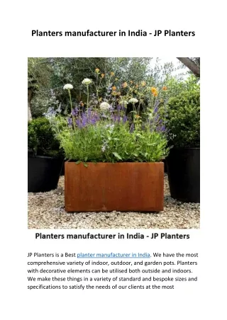 Planters manufacturer in India - JP Planter