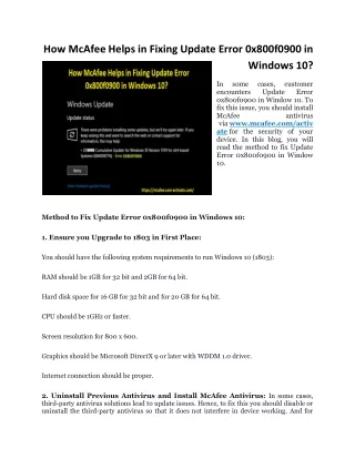 how mcafee helps in fixing update error