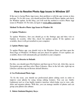 how to resolve photo app issues in window 10
