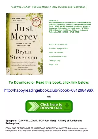 *D.O.W.N.L.O.A.D.* PDF Just Mercy A Story of Justice and Redemption <^DOWNLOAD-P