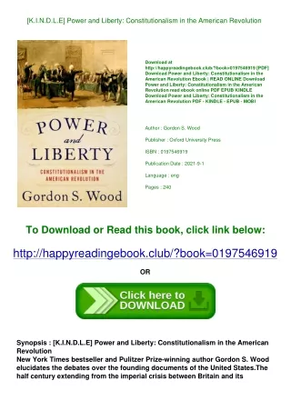 [K.I.N.D.L.E] Power and Liberty Constitutionalism in the American Revolution <(R