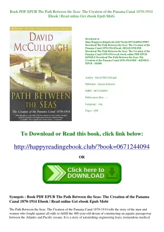 Book PDF EPUB The Path Between the Seas The Creation of the Panama Canal 1870-19