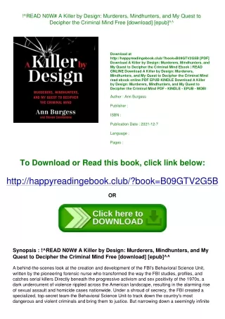 !^READ N0W# A Killer by Design Murderers  Mindhunters  and My Quest to Decipher