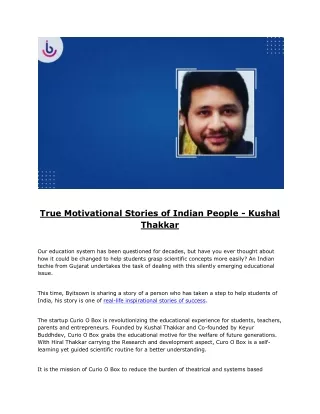 True Motivational Stories of Indian People - Kushal Thakkar