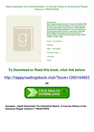(Epub Download) The Unfinished Nation A Concise History of the American People V