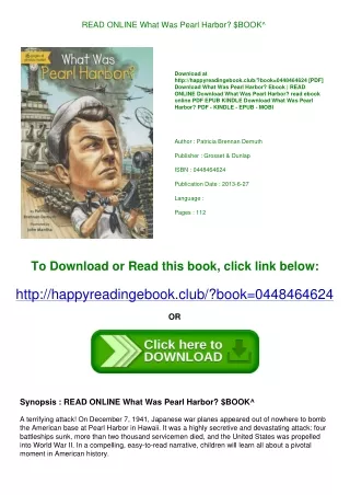 READ ONLINE What Was Pearl Harbor $BOOK^