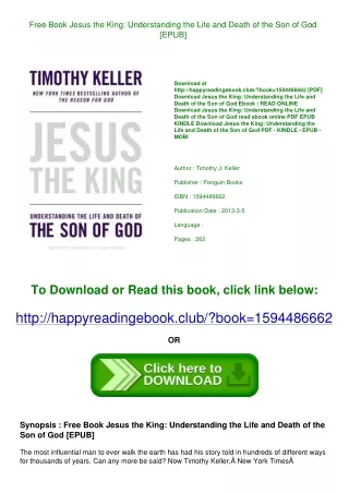 Free Book Jesus the King Understanding the Life and Death of the Son of God [EPU