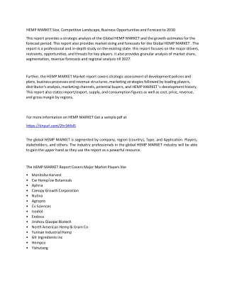 hemp market size competitive landscape business